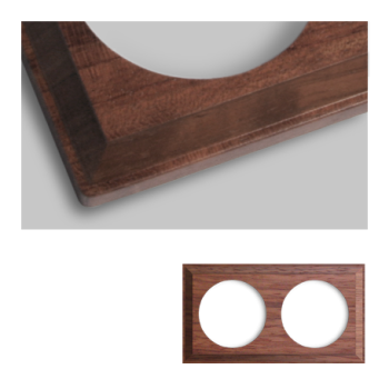 Holzrahmen eckig - Edelholz - 2 Schalter - Unterputz