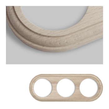 Holzrahmen - Buche Natur - 3 Schalter - Unterputz