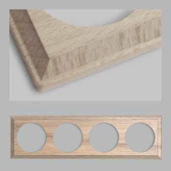 Holzrahmen Buche Natur eckig - 4 Schalter - Unterputz